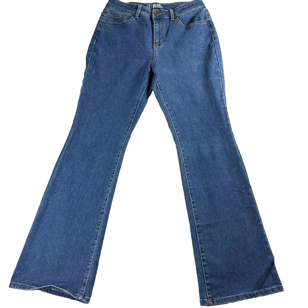 NoBo Womens 15 Mid Rise Bootcut Jeans Medium Wash Y2K Retro Denim Pants Vintage!